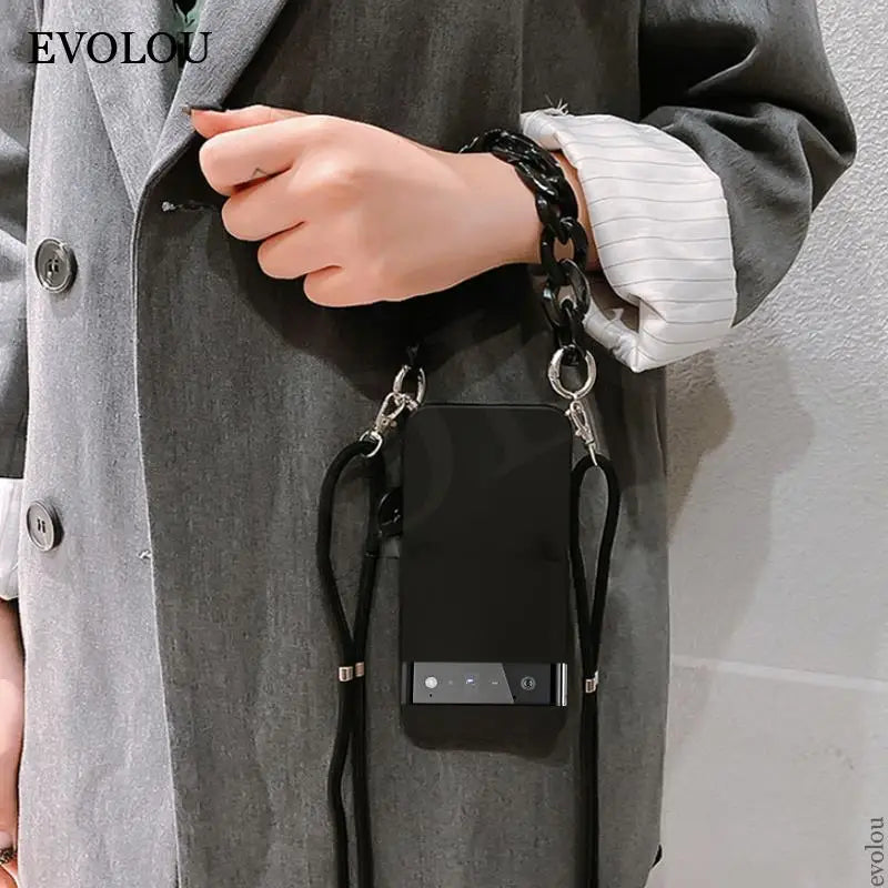 Crossbody Necklace Lanyard Marble Chain Case for Pixel Series