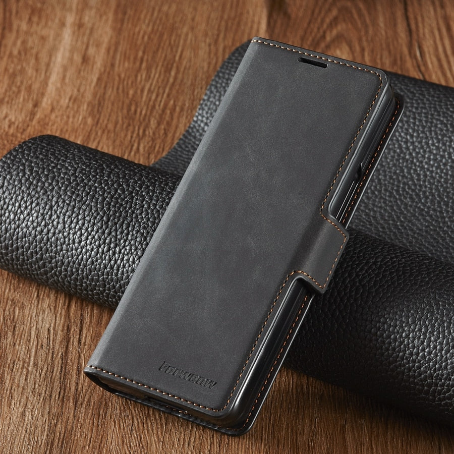 Magnetic Wallet Leather Business Case for Samsung Galaxy Z Fold 5