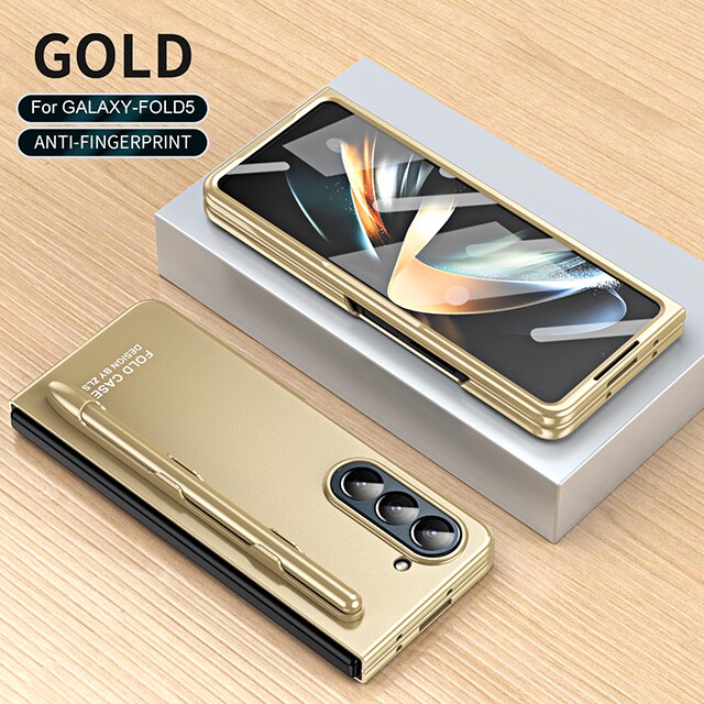 Electroplated PC Case with Pen Slot and Screen Protector For Samsung Galaxy Z Fold 5