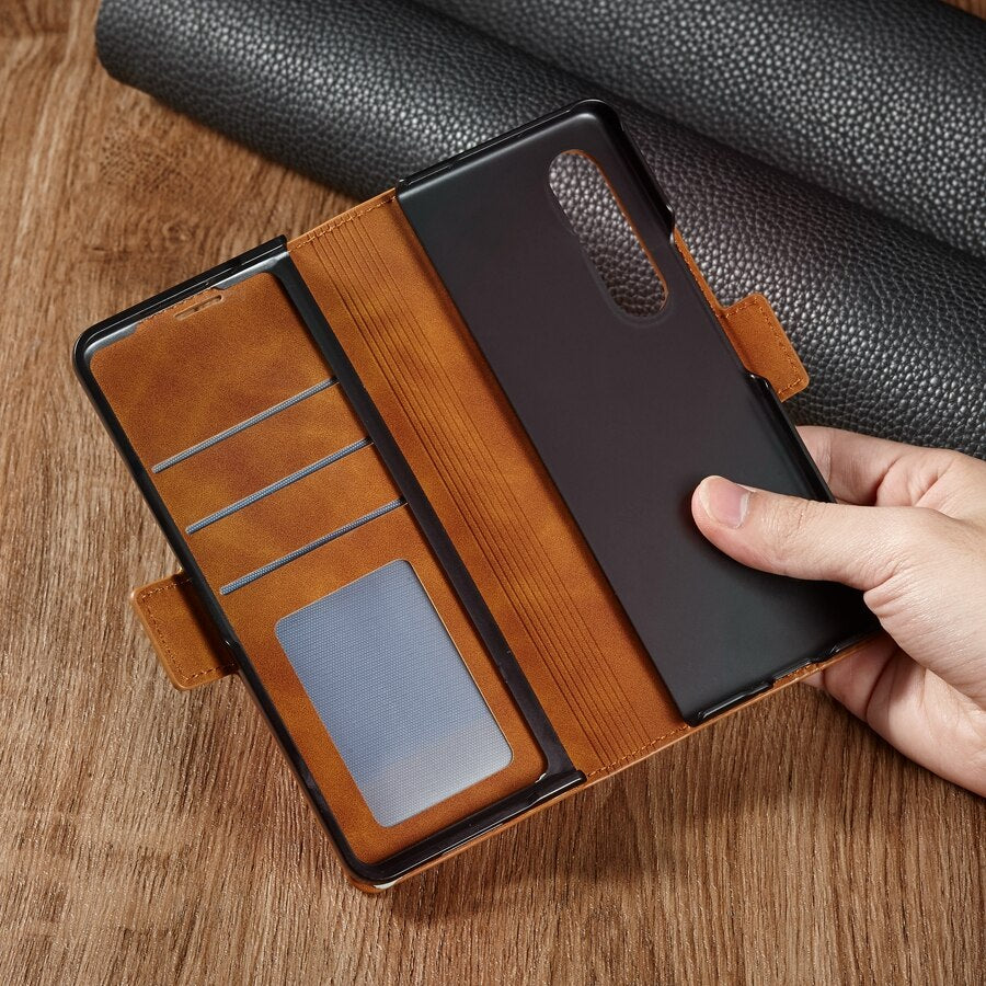 Magnetic Wallet Leather Business Case for Samsung Galaxy Z Fold 5